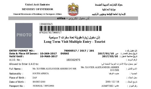 sample image of Dubai Visit Visa For Vietnam Citizens