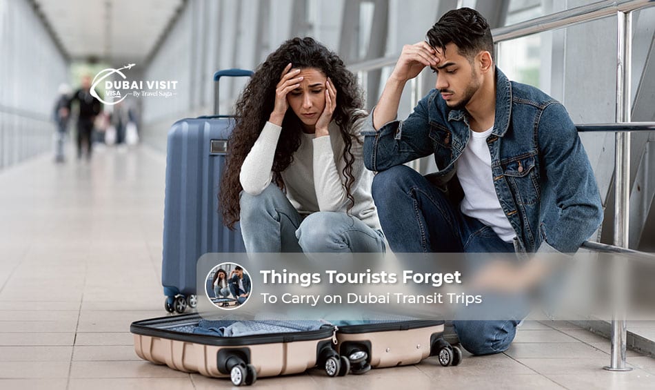 Traveler packing essential items for a Dubai transit trip before heading to the airport.